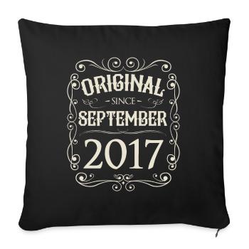 Vintage - Original depuis l'anniversaire de septembre 2017 - Housse de coussin décorative 45 x 45 cm - noir - Devant