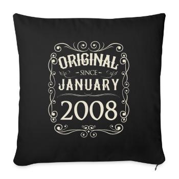 Vintage - Original depuis l'anniversaire de janvier 2008 - Housse de coussin décorative 45 x 45 cm - noir - Devant