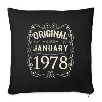 Vintage - Original depuis l'anniversaire de janvier 1978 - Housse de coussin décorative 45 x 45 cm - noir - Devant