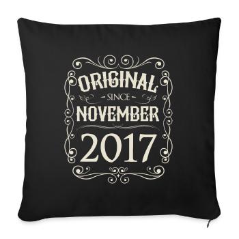 Vintage - Original depuis l'anniversaire de novembre 2017 - Housse de coussin décorative 45 x 45 cm - noir - Devant
