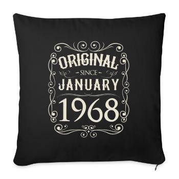 Vintage - Original depuis l'anniversaire de janvier 1968 - Housse de coussin décorative 45 x 45 cm - noir - Devant
