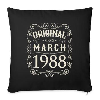 Vintage - Original since March 1988 birthday - Sofa pillowcase 17,3'' x 17,3'' (45 x 45 cm) - black - Front