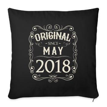 Vintage - Original depuis l'anniversaire de mai 2018 - Housse de coussin décorative 45 x 45 cm - noir - Devant
