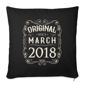 Vintage - Original depuis l'anniversaire de mars 2018 - Housse de coussin décorative 45 x 45 cm - noir - Devant