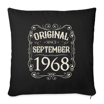Vintage - Original depuis septembre 1968 Anniversaire - Housse de coussin décorative 45 x 45 cm - noir - Devant