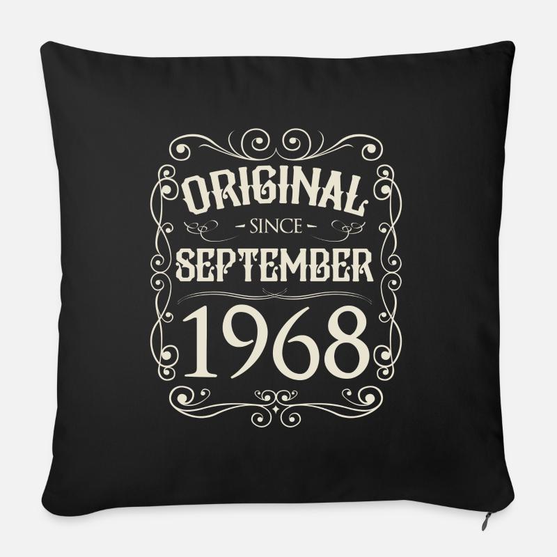 Vintage - Original depuis septembre 1968 Anniversaire - Housse de coussin décorative 45 x 45 cm - noir
