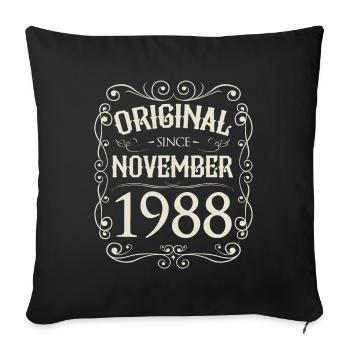 Vintage - Original since November 1988 Birthday - Sofa pillowcase 17,3'' x 17,3'' (45 x 45 cm) - black - Front
