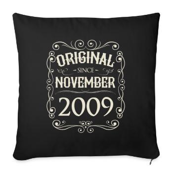 Millésime - Original depuis novembre 2009 Anniversaire - Housse de coussin décorative 45 x 45 cm - noir - Devant