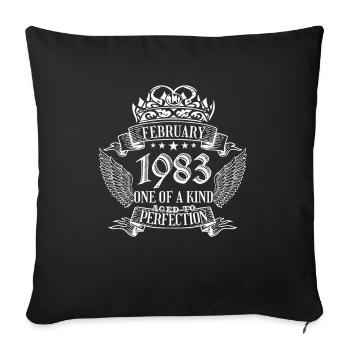 One of a Kind February 1983 Birthday - Sofa pillowcase 17,3'' x 17,3'' (45 x 45 cm) - black - Front