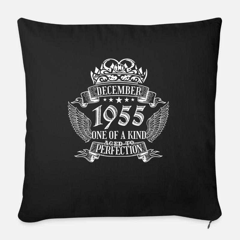 Unique en son genre décembre 1955 anniversaire - Housse de coussin décorative 45 x 45 cm - noir