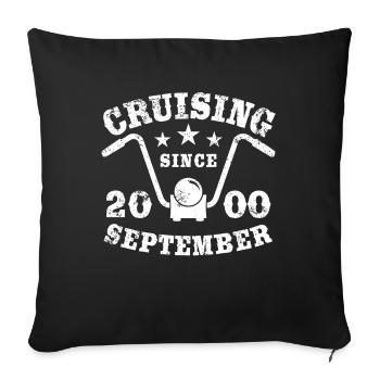 Cruising Biker Birthday September 2000 Motorcycle - Sofa pillowcase 17,3'' x 17,3'' (45 x 45 cm) - black - Front
