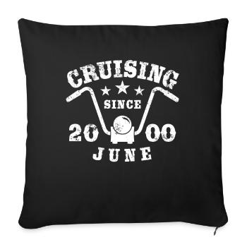 Cruising Biker Birthday June 2000 Motorcycle - Sofa pillowcase 17,3'' x 17,3'' (45 x 45 cm) - black - Front