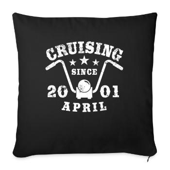 Cruising Biker Birthday April 2001 Motorcycle - Sofa pillowcase 17,3'' x 17,3'' (45 x 45 cm) - black - Front
