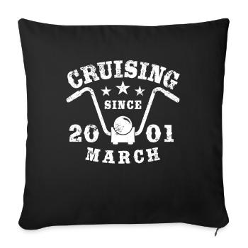 Cruising Biker Birthday March 2001 Motorcycle - Sofa pillowcase 17,3'' x 17,3'' (45 x 45 cm) - black - Front
