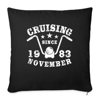 Croisière Motard Anniversaire Novembre 1983 Moto - Housse de coussin décorative 45 x 45 cm - noir - Devant