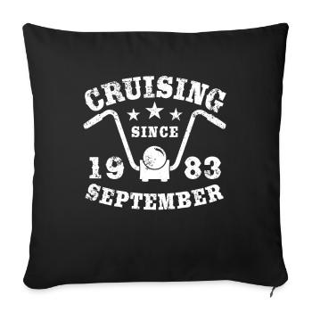 Cruising Biker Birthday September 1983 Motorcycle - Sofa pillowcase 17,3'' x 17,3'' (45 x 45 cm) - black - Front