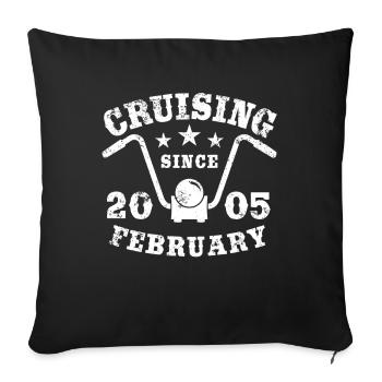 Cruising Biker Geburtstag Februar 2005 Motorrad - Sofakissenbezug 45 x 45 cm - Schwarz - Vorne