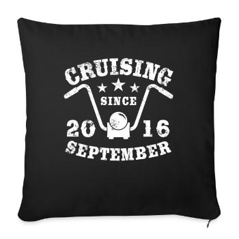 Cruising Biker Birthday September 2016 Motorcycle - Sofa pillowcase 17,3'' x 17,3'' (45 x 45 cm) - black - Front