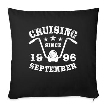 Cruising Biker Birthday September 1996 Motorcycle - Sofa pillowcase 17,3'' x 17,3'' (45 x 45 cm) - black - Front