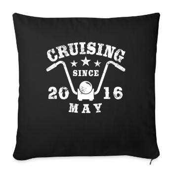 Cruising Biker Birthday May 2016 Motorcycle - Sofa pillowcase 17,3'' x 17,3'' (45 x 45 cm) - black - Front