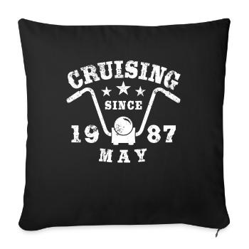 Cruising Biker Geburtstag Mai 1987 Motorrad - Sofakissenbezug 45 x 45 cm - Schwarz - Vorne
