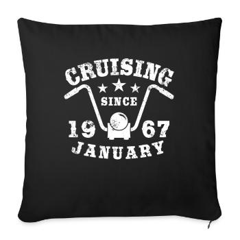 Cruising Biker Geburtstag Januar 1967 Motorrad - Sofakissenbezug 45 x 45 cm - Schwarz - Vorne