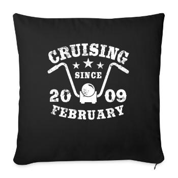 Cruising Biker Anniversaire Février 2009 Moto - Housse de coussin décorative 45 x 45 cm - noir - Devant