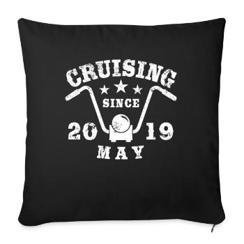 Cruising Biker Birthday May 2019 Motorcycle - Sofa pillowcase 17,3'' x 17,3'' (45 x 45 cm) - black - Front