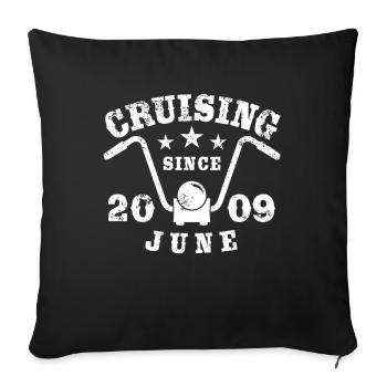 Croisière Motard Anniversaire Juin 2009 Moto - Housse de coussin décorative 45 x 45 cm - noir - Devant