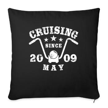 Croisière Motard Anniversaire Mai 2009 Moto - Housse de coussin décorative 45 x 45 cm - noir - Devant
