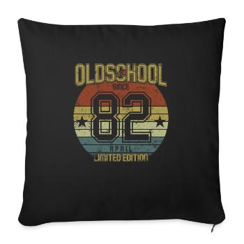 April 1982 - Geburtstag im April Oldschool - Sofakissenbezug 45 x 45 cm - Schwarz - Vorne