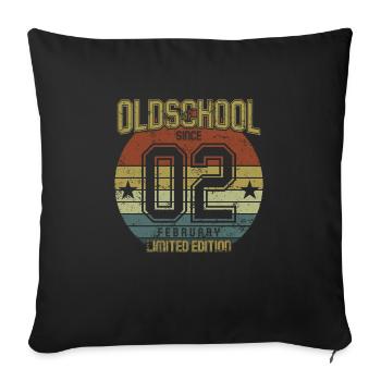 February 2002 - Birthday in February Oldschool - Sofa pillowcase 17,3'' x 17,3'' (45 x 45 cm) - black - Front