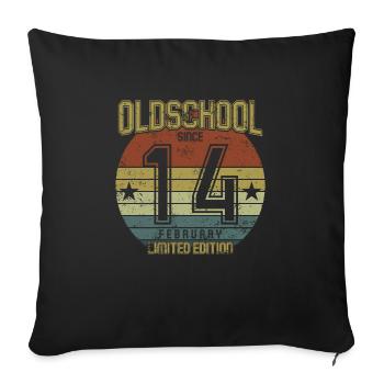 February 2014 - Birthday in February Oldschool - Sofa pillowcase 17,3'' x 17,3'' (45 x 45 cm) - black - Front
