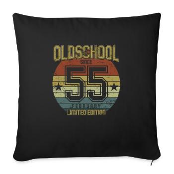 February 1955 - Geburtstag im Februar Oldschool - Sofakissenbezug 45 x 45 cm - Schwarz - Vorne