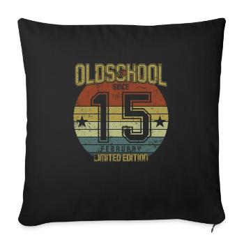 Février 2015 - Anniversaire en février Oldschool - Housse de coussin décorative 45 x 45 cm - noir - Devant