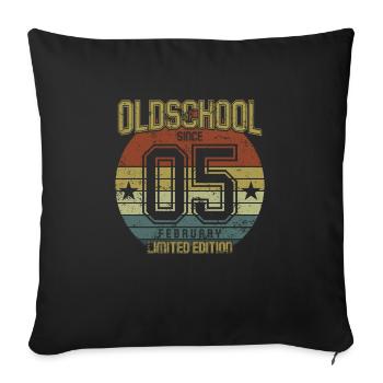 February 2005 - Geburtstag im Februar Oldschool - Sofakissenbezug 45 x 45 cm - Schwarz - Vorne