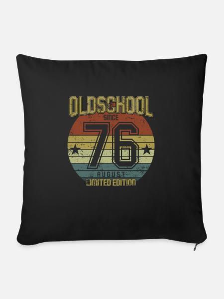 August 1976 - Geburtstag im August Oldschool - Sofakissenbezug 45 x 45 cm - Schwarz