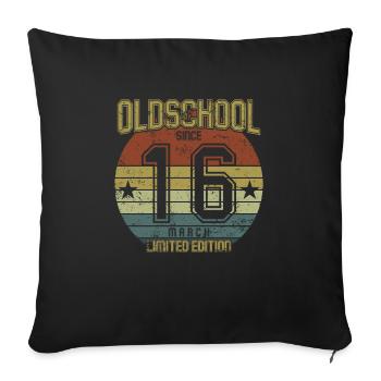 Mars 2016 - Anniversaire en mars Oldschool - Housse de coussin décorative 45 x 45 cm - noir - Devant