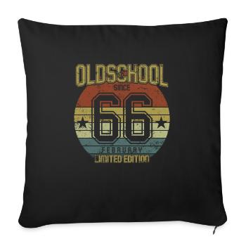 Février 1966 - Anniversaire en février Oldschool - Housse de coussin décorative 45 x 45 cm - noir - Devant