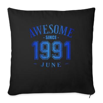 Juin 1991 - Anniversaire en juin Génial - Housse de coussin décorative 45 x 45 cm - noir - Devant