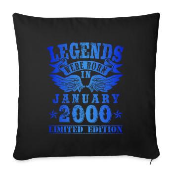 Les légendes sont nées en janvier 2000 Anniversaire - Housse de coussin décorative 45 x 45 cm - noir - Devant