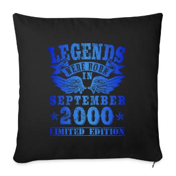 Les légendes sont nées en septembre 2000 Anniversaire - Housse de coussin décorative 45 x 45 cm - noir - Devant