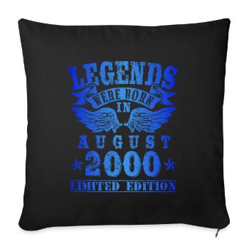 Legends est né en Août 2000 Anniversaire - Housse de coussin décorative 45 x 45 cm - noir - Devant