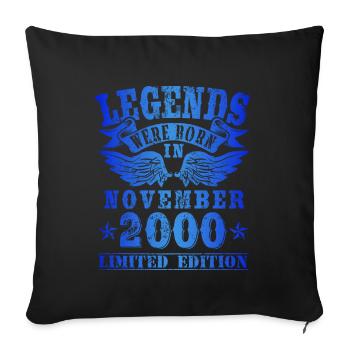 Les légendes sont nées en novembre 2000 Anniversaire - Housse de coussin décorative 45 x 45 cm - noir - Devant