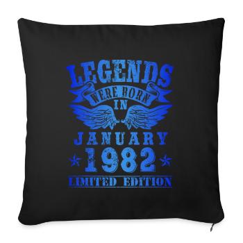 Legends est né en Janvier 1982 Anniversaire - Housse de coussin décorative 45 x 45 cm - noir - Devant