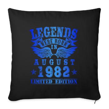 Legends est né en Août 1982 Anniversaire - Housse de coussin décorative 45 x 45 cm - noir - Devant