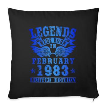 Legends est né en février 1983 Anniversaire - Housse de coussin décorative 45 x 45 cm - noir - Devant