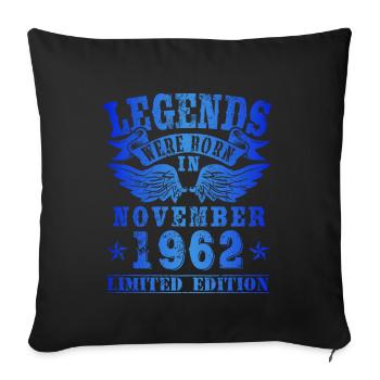 Les légendes sont nées en novembre 1962 Anniversaire - Housse de coussin décorative 45 x 45 cm - noir - Devant