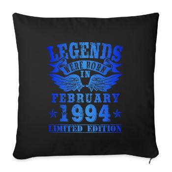 Les légendes sont nées en février 1994 Anniversaire - Housse de coussin décorative 45 x 45 cm - noir - Devant