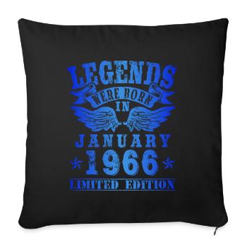 Legends were born in Januar 1966 Geburtstag - Sofakissenbezug 45 x 45 cm - Schwarz - Vorne